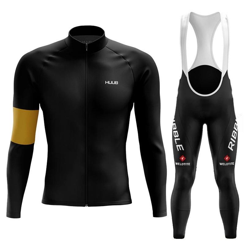 HUUB Mens Long Sleeve Cycling Jersey Set Quick Dry Breathable Milk Silk Road Mountain Bikes