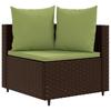 6 piece Garden Sofa Set with Cushions Brown Poly Rattan
