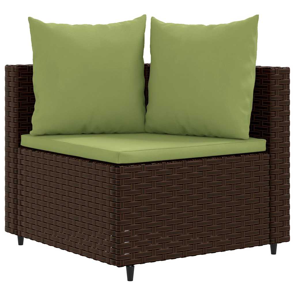 6 piece Garden Sofa Set with Cushions Brown Poly Rattan