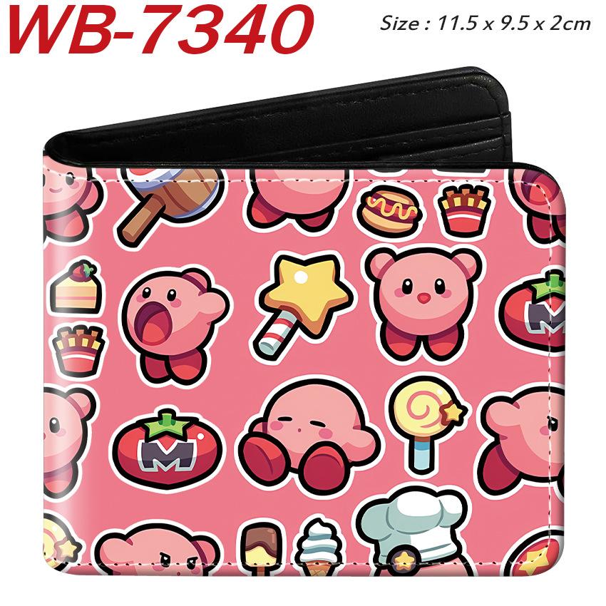 Kirby Short Trifold Wallet Cute Kawaii Anime Pink Mini Coin Purse for Women Girls Students 1pcs