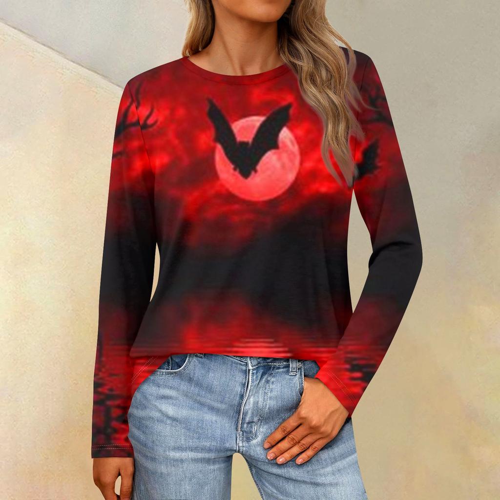 Women's Loose Casual Casual Long Sleeve Round Neck Collar Solid Color T-Shirt Top