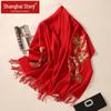 Shanghai Story 100% Wool Embroidered Scarf & Shawl