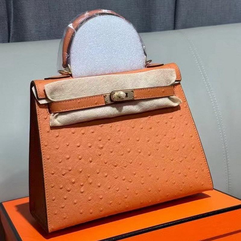 2026 Новая женская кожаная сумка первый слой рисунок страуса коровья кожа первое и второе поколение портативная на одно плечо через плечо женская сумка