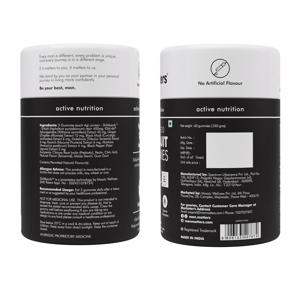 Man Matters Shilajit 60 Gummies For Men Energy Support Advanced Chewables No Added Sugar Daily Vitality Pack Of 1