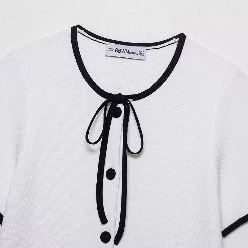 Araltay New Arrival Fashion Style Women's Clothing Fashion All-Match Minimalist Contrast Color Trim Knitting Outwear 5536192