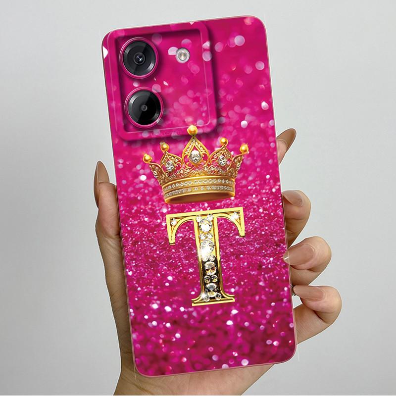 For Xiaomi Poco M7 Pro 5G Case Crown Letters Antifouling Non-slip Luxury Cover Couple For xiaomi poco m7pro PocoM7Pro Soft Funda