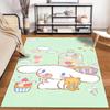 Cute Cartoon Bunny and Bear with Cupcakes and Coffee on Green Pastel Background Suitable for use as an anti-slip1 for1room and bedroom sofas