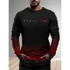 Men's Long Sleeved T-shirt Gradient Color Paris Pattern Print