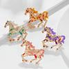 Luxury Enamel Rhinestone Horse Brooch Retro Animal Lapel Pins Zodiac Pin  Party Decoration