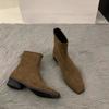Fashion Women's Shoes 2024 High Quality Ankle Women's Boots Fashion Back Zip Modern Boots Women Hot Sale Square Heel Shoes for Women