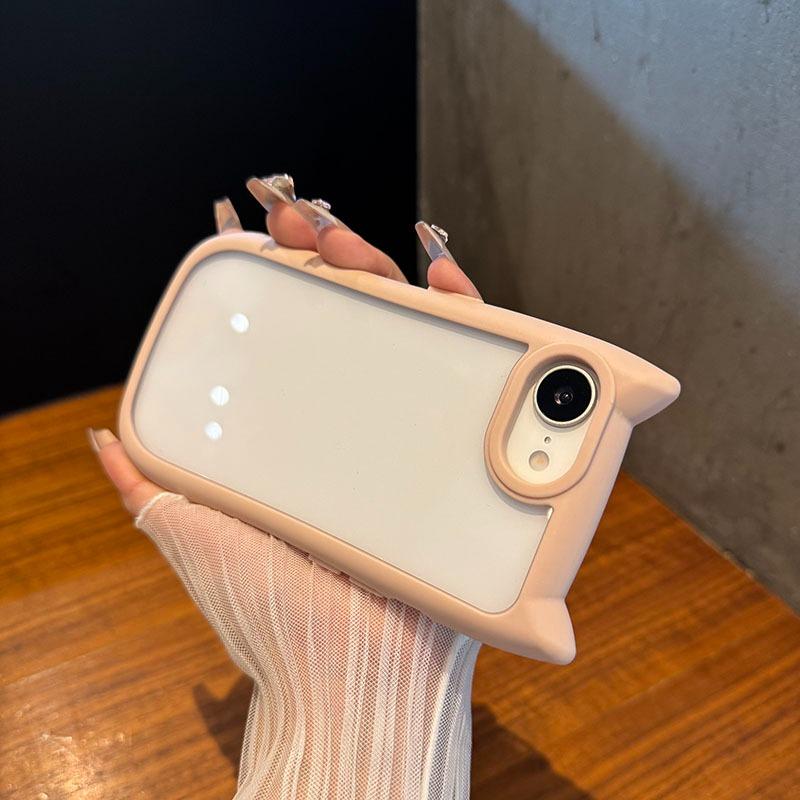 Роскошный милый прозрачный чехол для телефона с ушками кошки для iPhone 11 12 13 14 15 16 Pro Max Plus, прозрачный противоударный акриловый бампер, задняя крышка