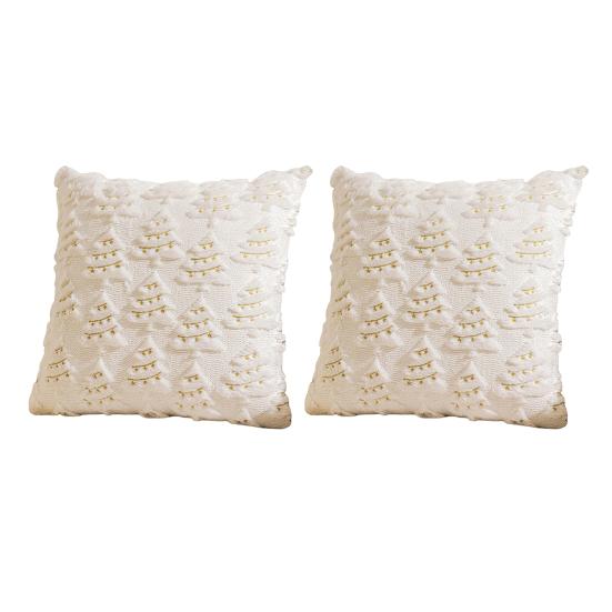 2 шт. Наволочки для декоративных подушек с рисунком рождественской елки, мягкие плюшевые рождественские наволочки, моющиеся декоративные наволочки для дивана-кровати