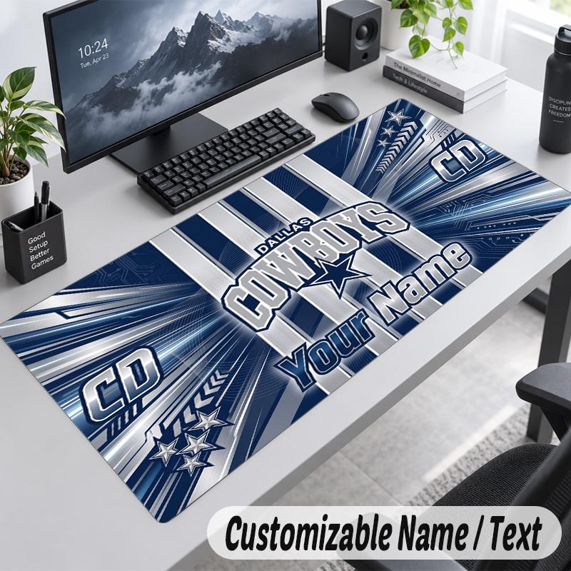 Custom Name Text Mouse Pad Dallas Cowboys Personalized Desk Pad For Work And Gaming