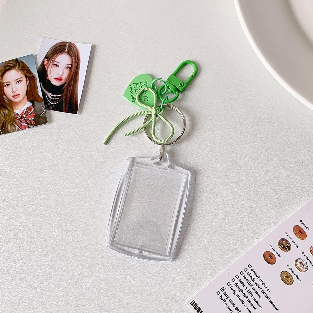 Peach Heart Pendant Mini Photocard Holder Idol Card Display Protector School Stationery