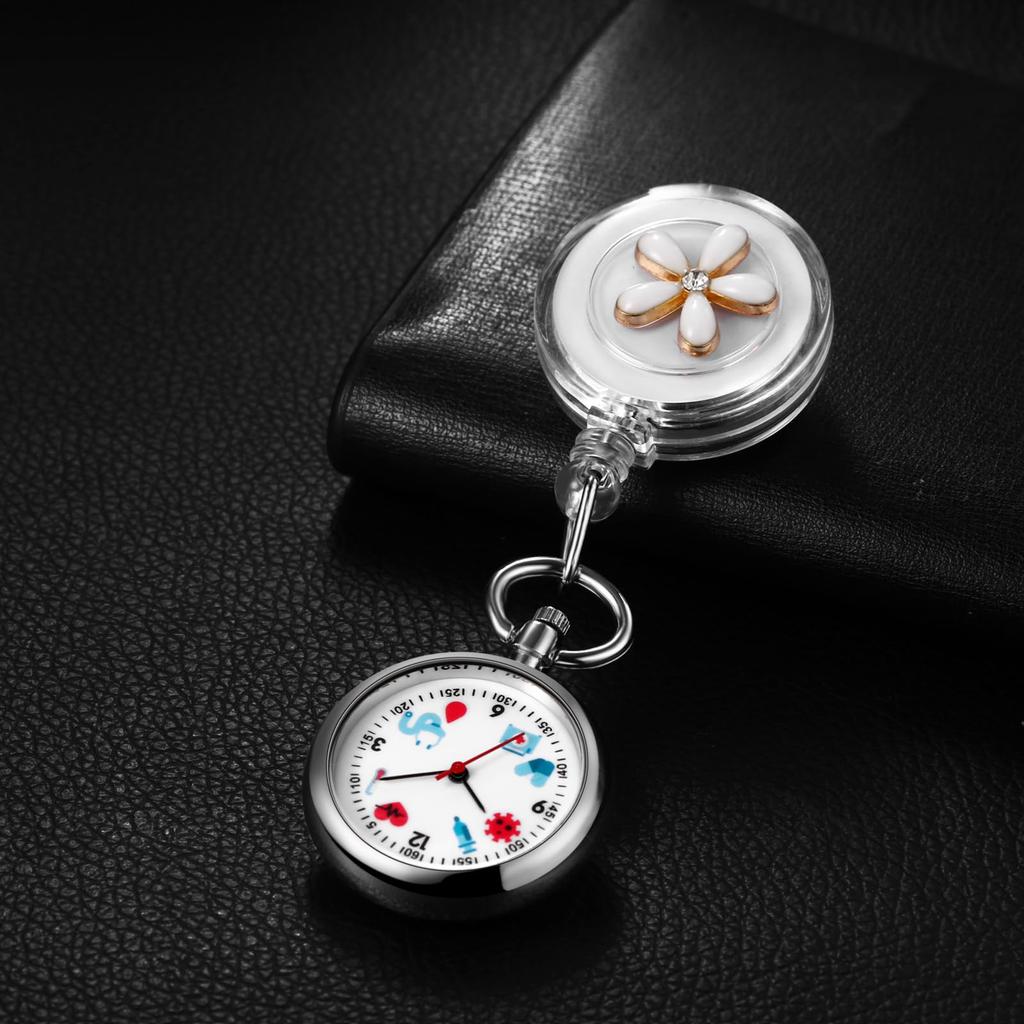 Часы-клипса для медсестры с цветком, карманные, кварцевые, для медсестры, идеальный подарок для медсестер и воспитателей в детском саду на День медсестры, часы, тип, аналоговые, милые,