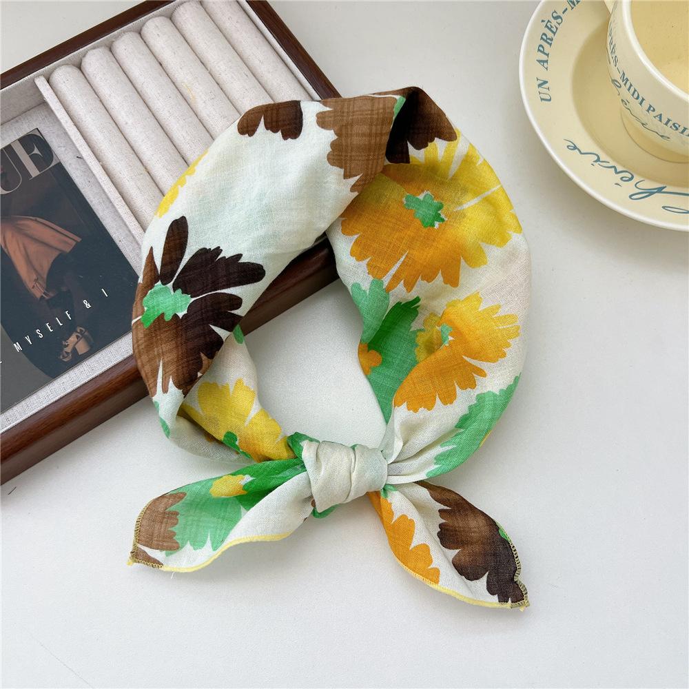 Маленький квадратный шарф из хлопка и льна, шелковый шарф, женский, весна и осень, новый стиль, художественный и универсальный, модный, темпераментный шарф-повязка на голову