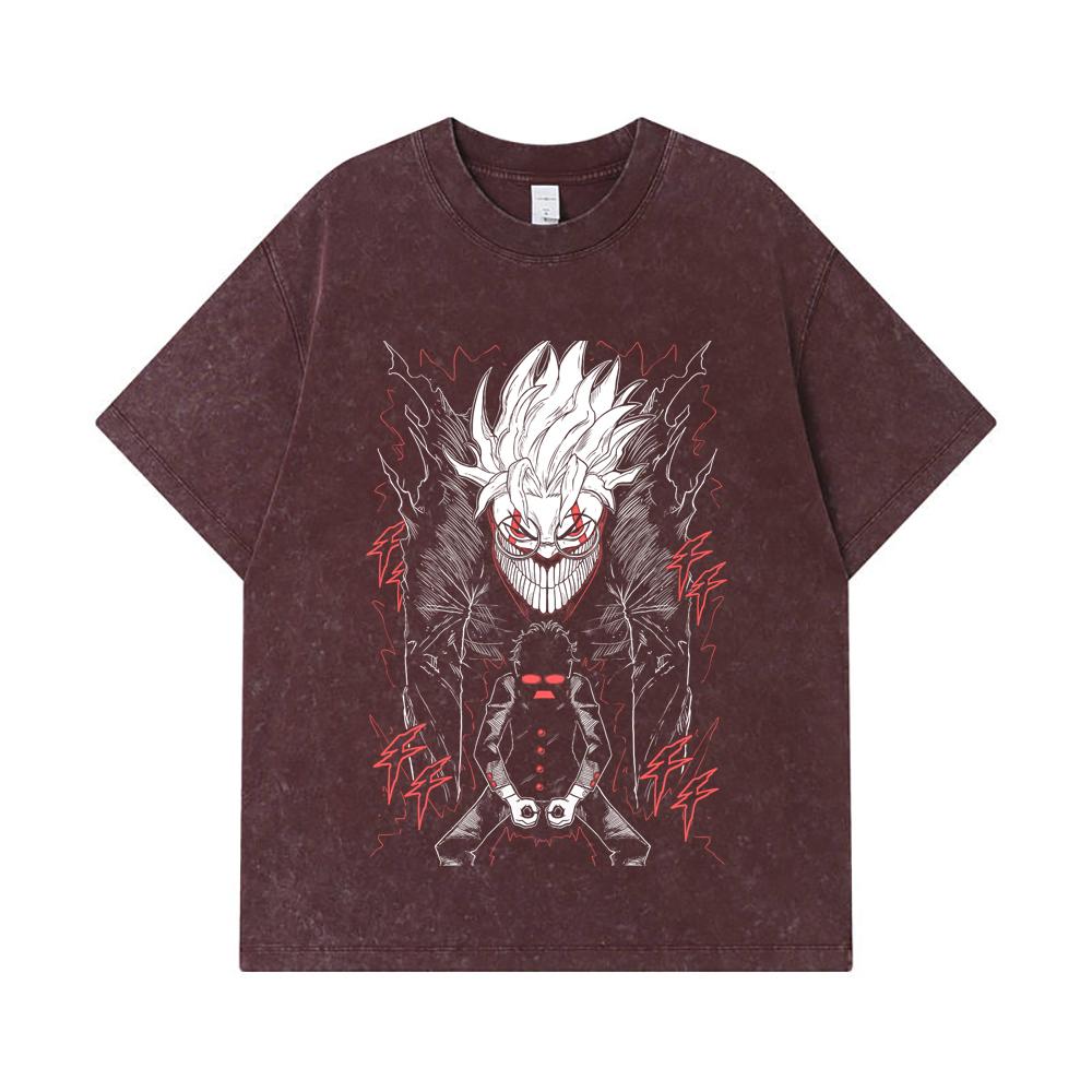 275 GSM Washed T-shirts 100% Cotton Dandadan V23 Okarun Print Unisex Heavy Cotton T Shirt
