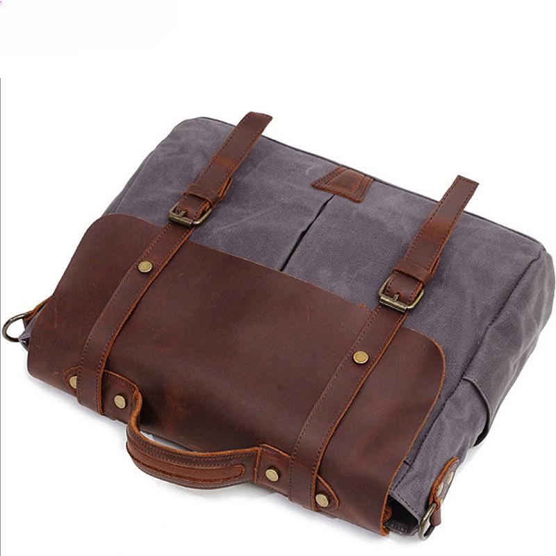 Сумка через плечо из холста с водонепроницаемым портфелем Crazy Horse для мужчин, повседневная сумка для ноутбука через плечо