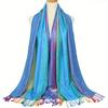 Elegant Peacock Jacquard Tassel Scarf - Gradient Color Shawl for Windproof Sunscreen - Perfect for Mardi Gras Party