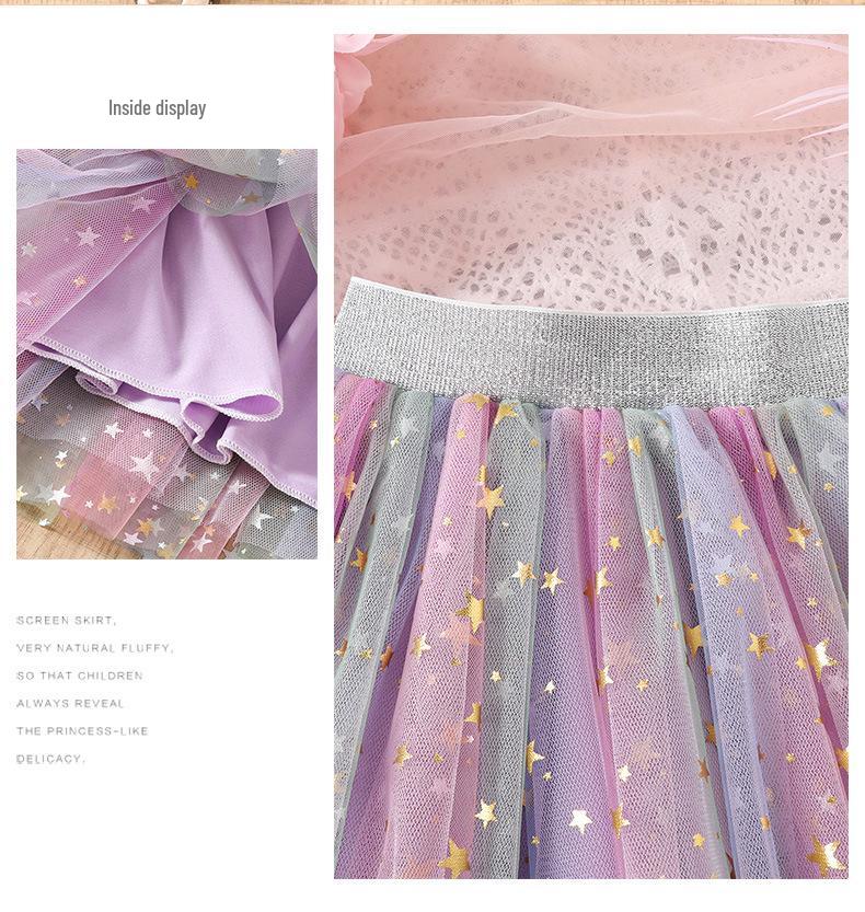 Пушистая юбка-принцесса для девочек со звездным принтом - Для всех сезонов