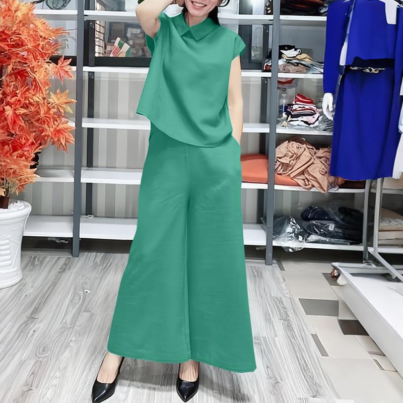 ZANZEA Женский безрукавный жилет и широкие брюки, комплект из двух частей