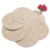 4-piece Set Meal Mat Woven Round Mat Beige Tableware Cup Pad