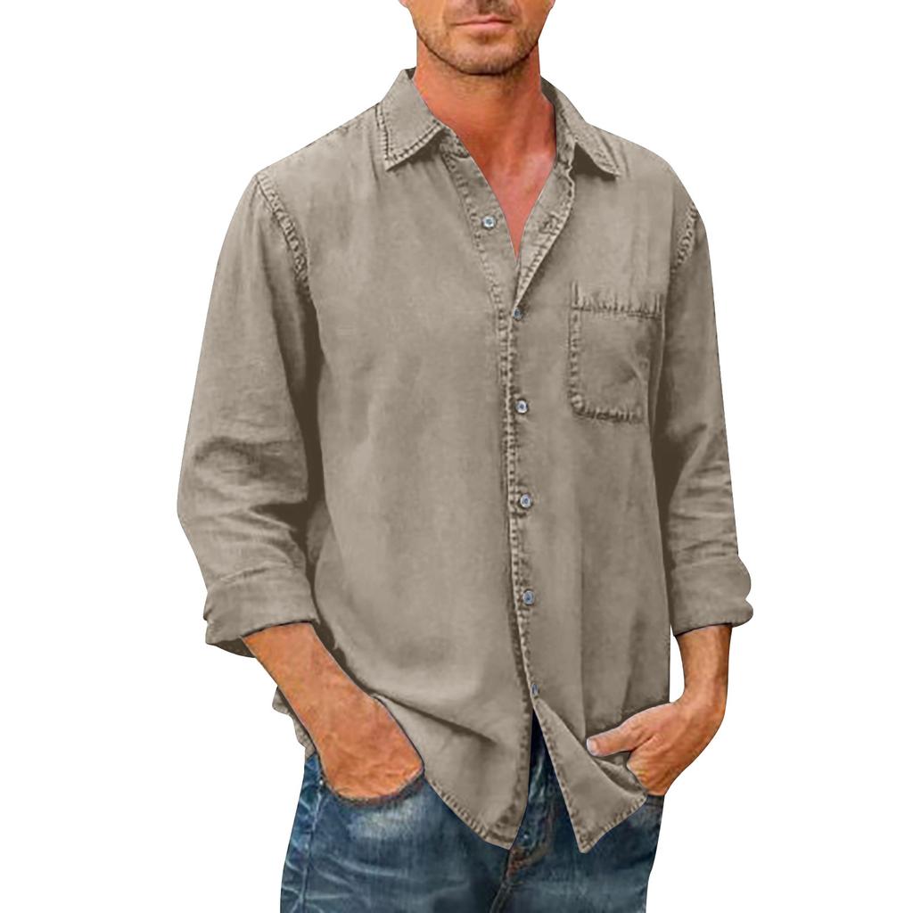 Дизайнерские весенне-летние мужские повседневные хлопковые льняные рубашки с длинным рукавом, свободные рубашки