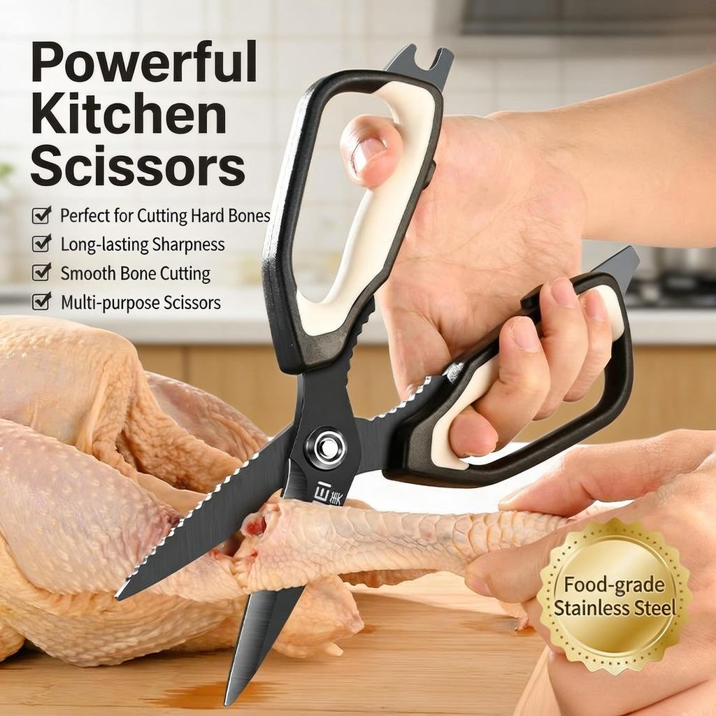 New Multifunctional Black Titanium Kitchen Scissors Powerful Chicken Bone Shears Home Kitchen tools for Cutting meat ,barbecue5