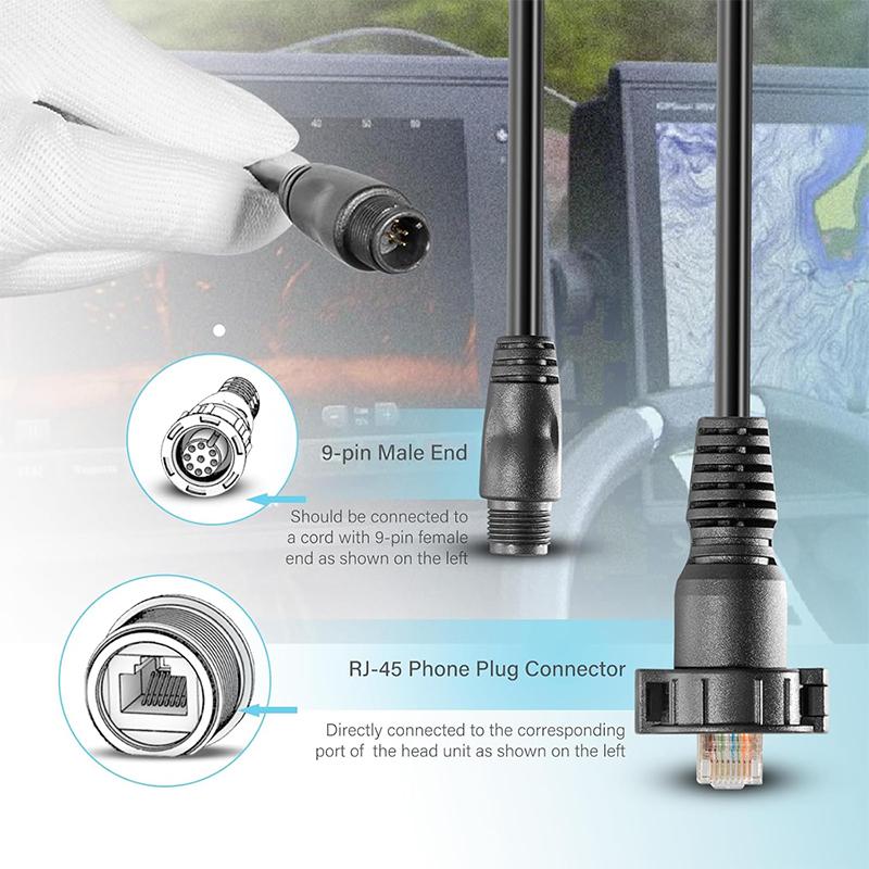 Garmin 010-12531-01 Marine Network Cable Small (Male) to Large (RJ-45) Connector, Compatible with Panoptix LiveScope System