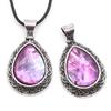 Natural Crystal Agate Water Drop Pendant Semi-Precious Stone Gem Inlaid Alloy Abalone Shell Necklace Crystal Crafts