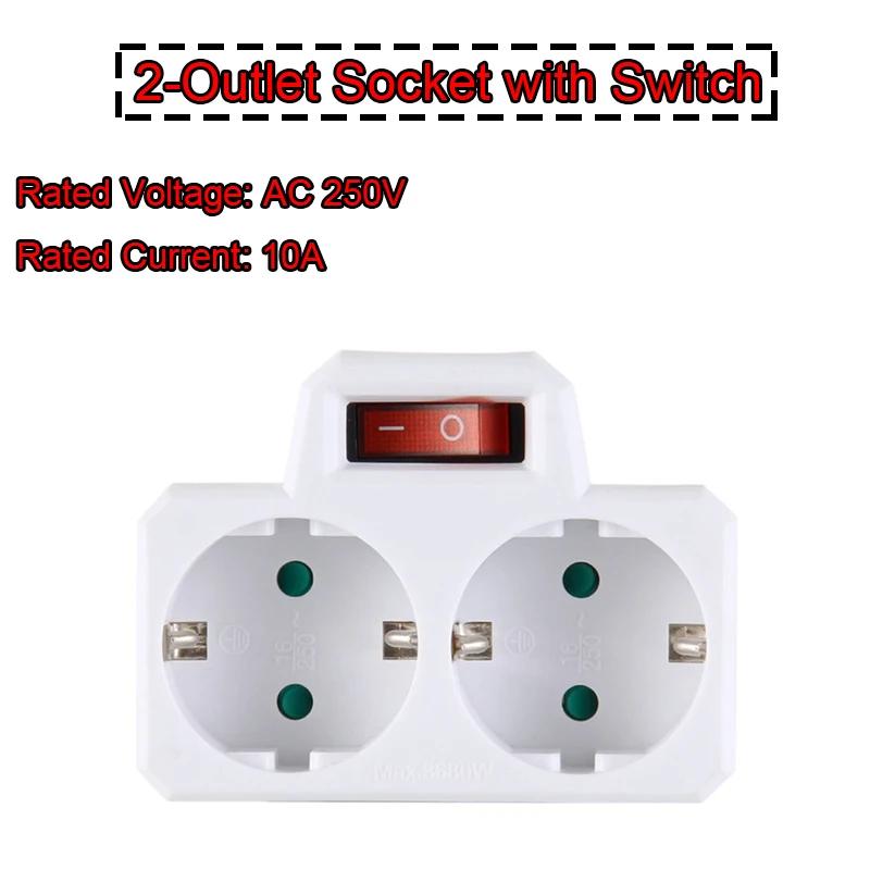 Розетка питания ЕС Европейский стандарт Конвертер Удлинитель Розетка питания 2-контактная вилка Испания Германия AC Конвертер Адаптер Для домашнего использования