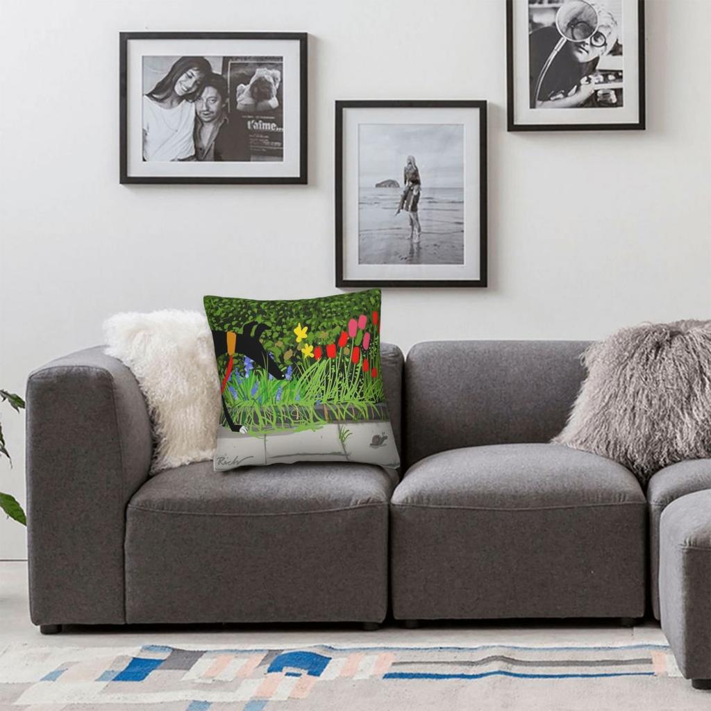 Flower Inspection Greyhound Square Pillowcase Polyester Linen Velvet Creative Zip Decorative Home Cushion Case