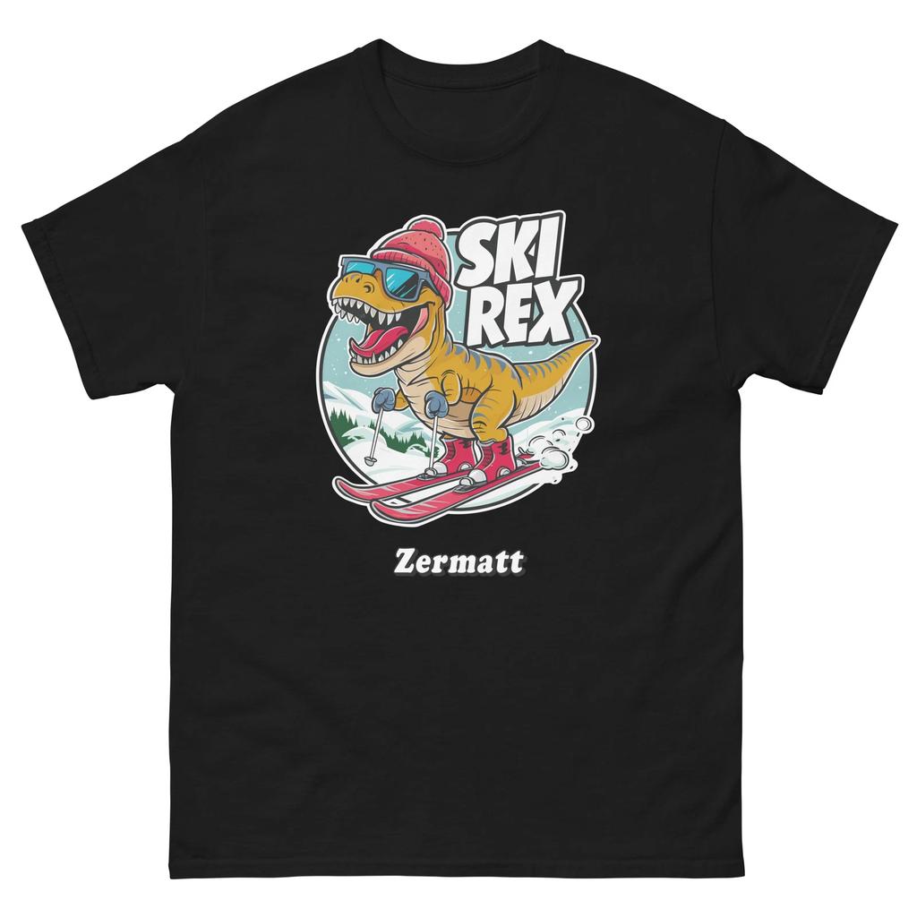 Zermatt Ski Rex Skiing T-Rex Dinosaur Shirt Dino Skier T-Shirt