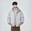 Мужская зимняя куртка из искусственной двухслойной ткани с клетчатой вставкой, воротником-стойкой и подкладкой