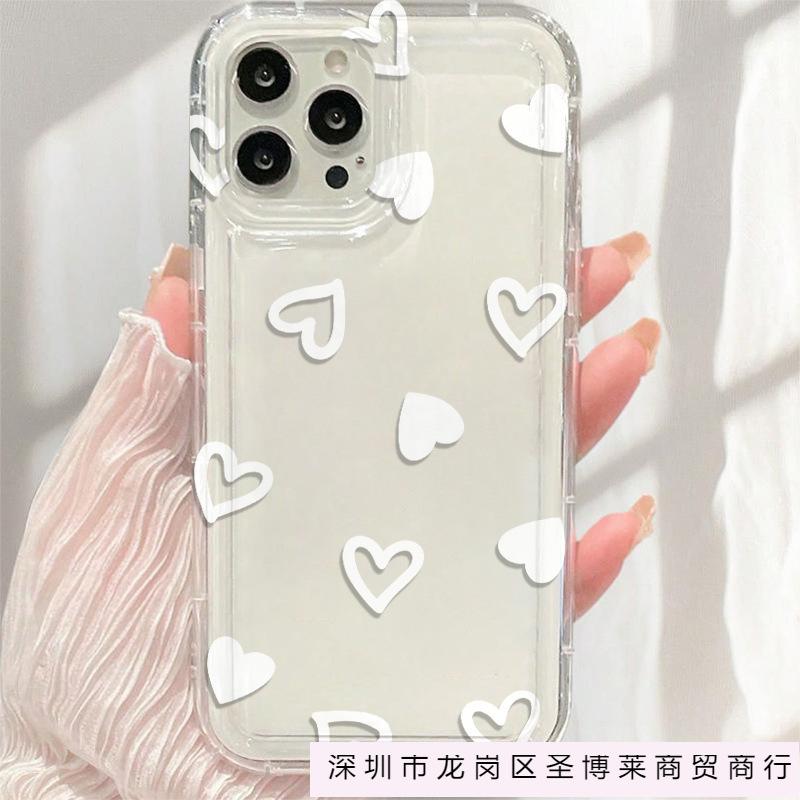 Минималистичный дизайн в виде сердца на весь экран, подходит для iPhone 11/12/13/14/15 PRO MAX, Apple 16, противоударный с подушками безопасности X/XS