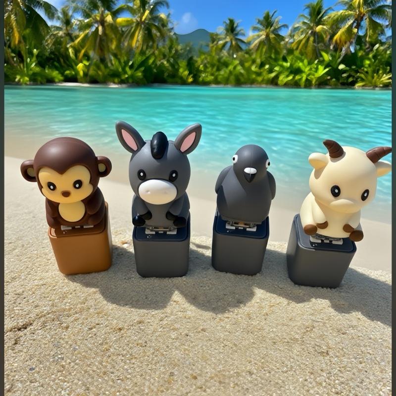 Led Light Sound Clicker Monkey Pigeon Lamb Donkey Key-Chain Funny Pendant, Stress Anxiety Sensing Toy Relief Fidget Toy for Bag