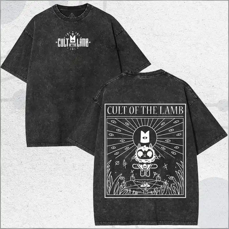 Cult of the Lamb Постиранная футболка Личность Одежда Подходит для всех сезонов Большой размер Унисекс Уличная одежда высокое качество горячий продукт