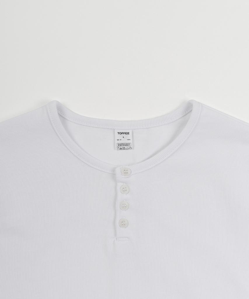 КОФЕ [S-XXL] Узкая укороченная футболка-henley с половинным рукавом (белый)