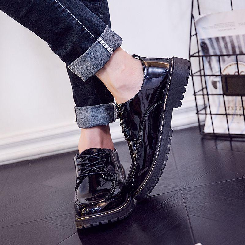 Модная Нескользящая Черная Рабочая Шнуровка Увеличивающая Рост Мужская Кожаная Обувь По Акции ПУ Роскошная Распродажа Слипоны Новая Ретро Мужская Повседневная Обувь