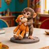 3D-печатная фигурка обезьяны Милая маленькая обезьянка, держащая плюшевую игрушку Статуэтка Коллекционный орнамент для дома, офиса, гостиной Настольное украшение