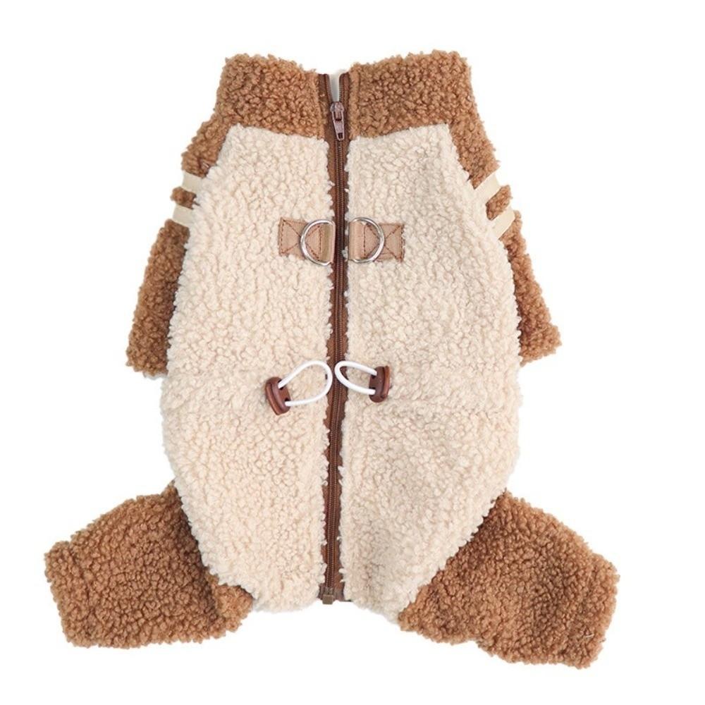 Thickened Dog Four Legged Jacket Warm Pet Zipper Clothing Puppy Overalls Pet Cotton Coat Outdoor