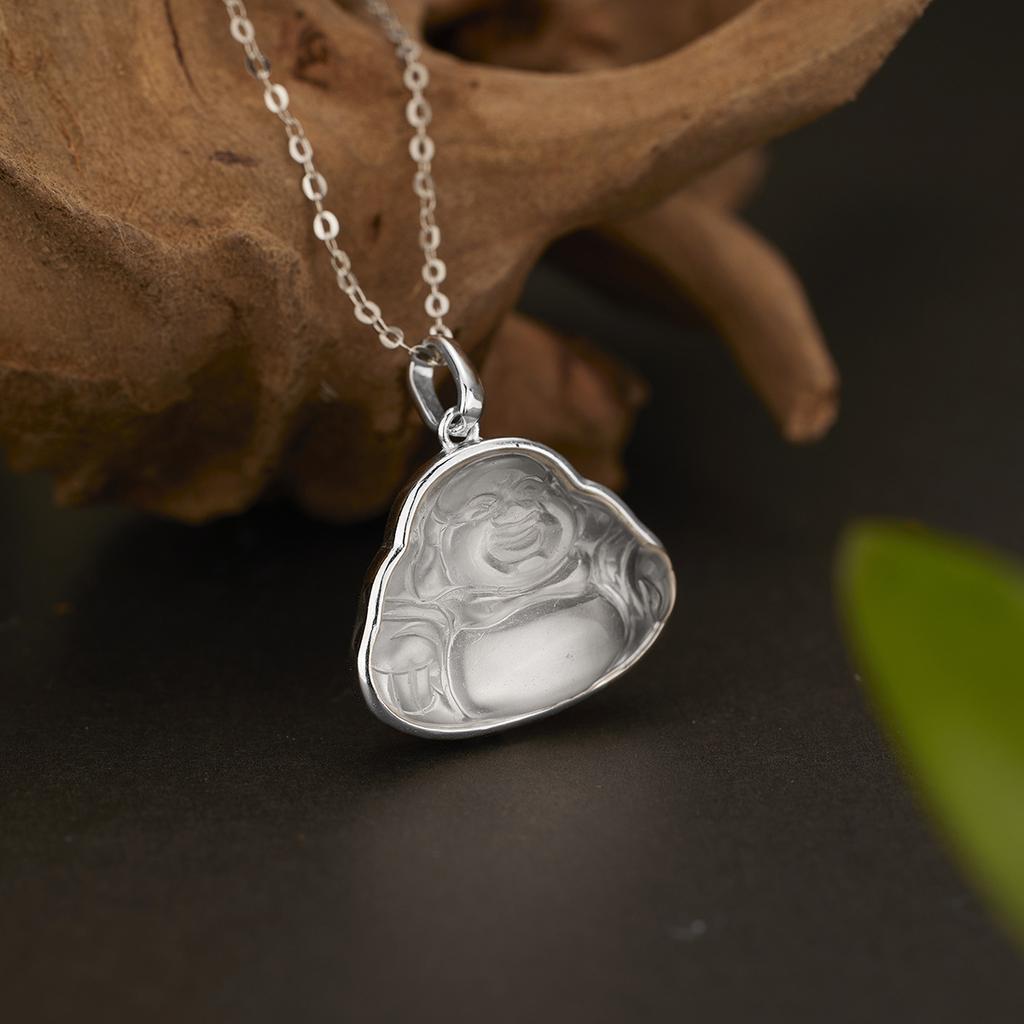 Ожерелье с подвеской в виде Будды Гонга из стерлингового серебра 925 пробы с кварцитом и нефритом, женская цепочка на ключицу, модные украшения