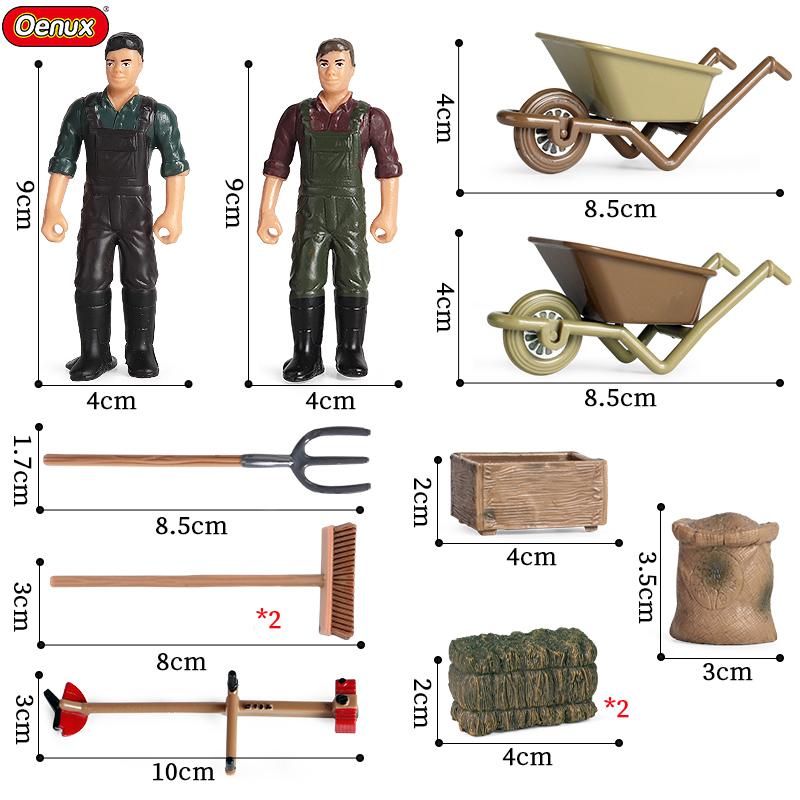 Oenux Модель фермерского дома Фигурки Фермер Мотоцикл Корова Курица Свинья Набор животных Фигурка Миниатюра ПВХ Милый Обучающая Детская Игрушка