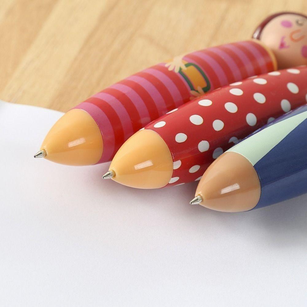 5Pcs/bag Plastic Ballpoint Pen Cartoon Doll Pen Cute Neutral Pen