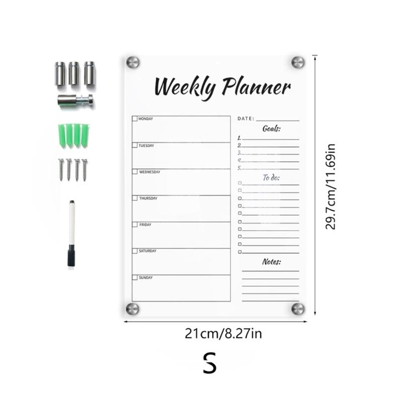 Weekly Planner Acrylic Board Clear Daily Record Board Wall Mounted To Do List Whiteboard Weekly Working Cooking Record Board