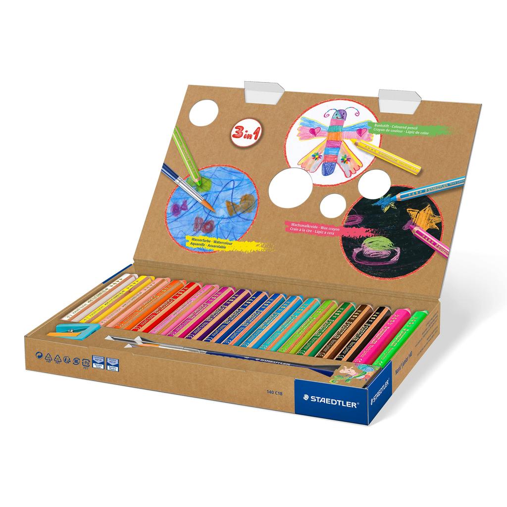 STAEDTLER Цветной карандаш Norris Junior 18 цветов Акварельный карандаш 140 C18
