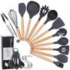 11-Piece Non-Stick Silicone Kitchen Utensil Set with Wooden Handles - Includes Spatula and Cooking Tools