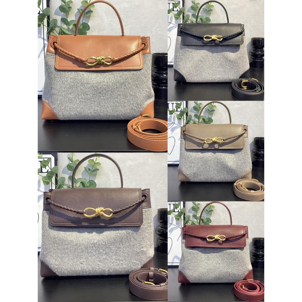 Трансграничная высококачественная шерстяная сумка-тоут женская 2026 новая с пряжкой-бантом сумка через плечо сумка-мессенджер