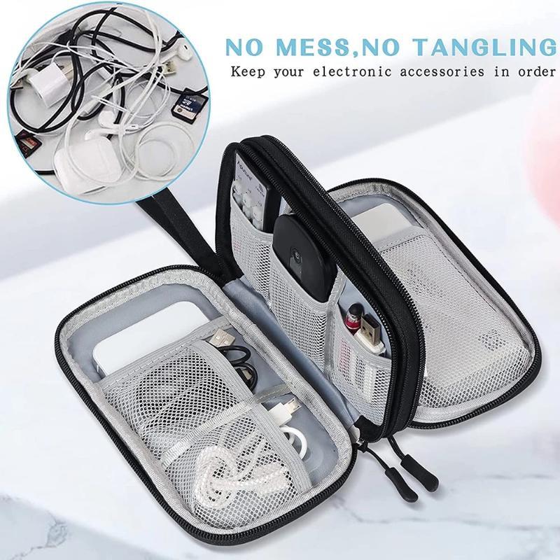 New Travel Organizer Bag Cable Storage Organizers Pouch Carry Case Portable Waterproof Double Layers Storage Bags for Cable Cord