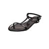 Lambskin~ Leather pointed cross thin strap open-toed sandals women's summer new one-button beach shoes niche sandals